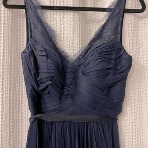 Navy bridesmaid dress, chiffon and lace (2)